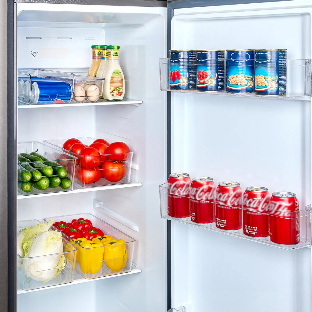 Set of 10 Fridge Organizer, Refrigerator Organizing Bins with Handles, Bpa-Free Clear Plastic Fridge Storage Containers