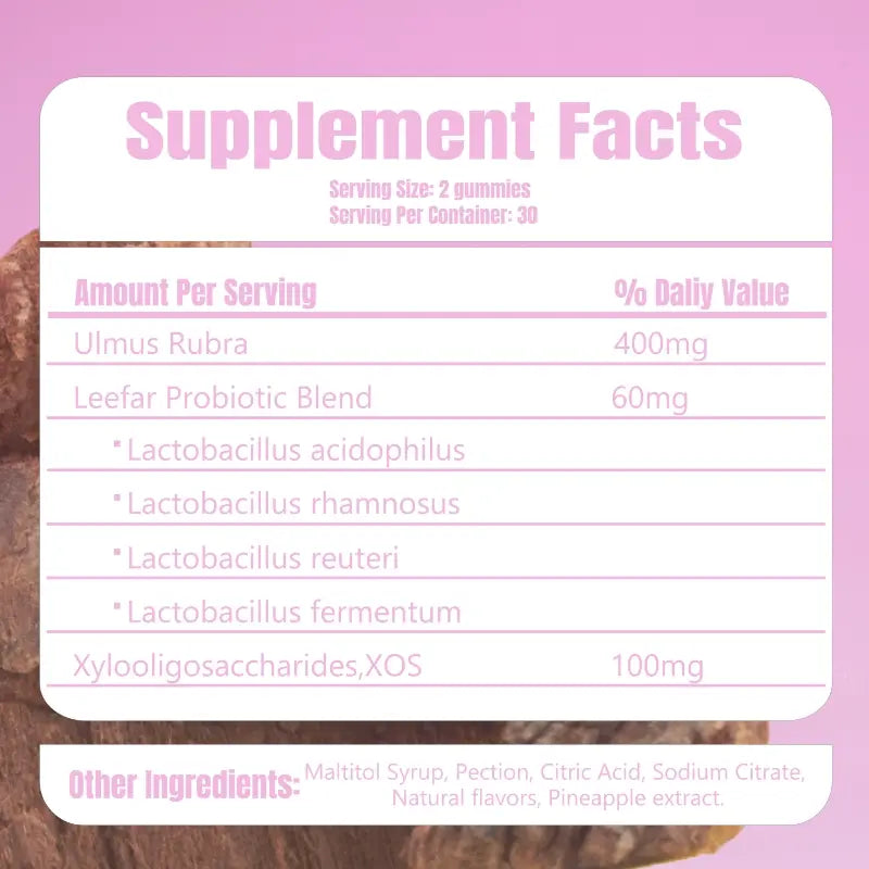 LEEFAR Women's Probiotic Gummies with Slippery Elm, Prebiotics, and Lactobacillus Blend for pH Balance and Vaginal Moisture - Hawaiian Pineapple Flavor, 60 Count